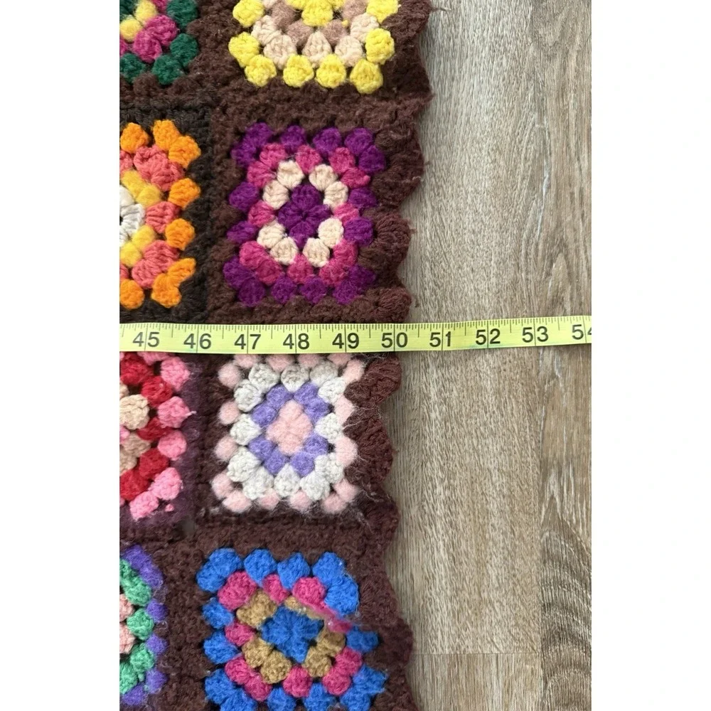Granny Square Afghan Crochet Handmade Blanket  Approx 50x59